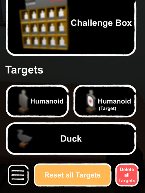 AR GunRange game menu