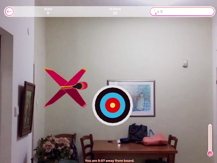 Darts augmented reality game