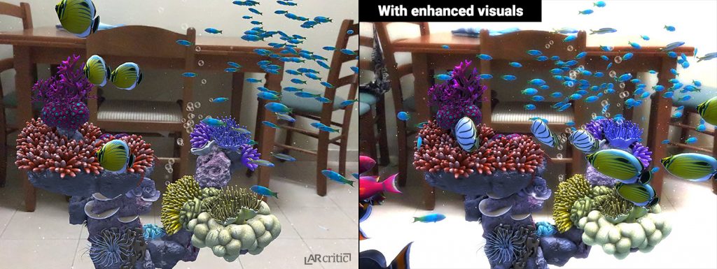FishingGO app enhanced visuals side by side comparison