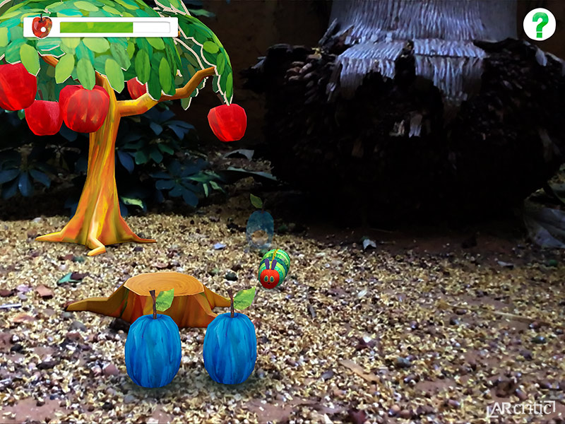 Playing My Very Hungry Caterpillar AR outdoors