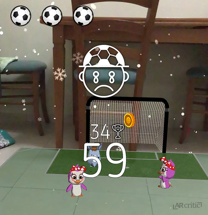 59 Score playing AR Football - Reality Soccer, game screenshot