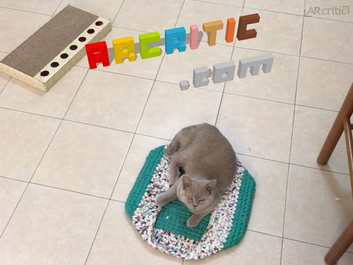 arcritic.com domain with cat looking at the camera in augmented reality