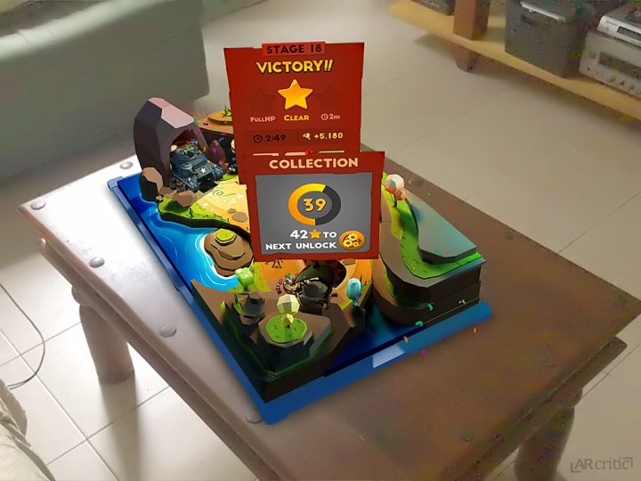 Toy Clash AR game on the table in the living room