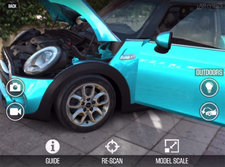 CSR2 AR mode showing a 3D rendered car