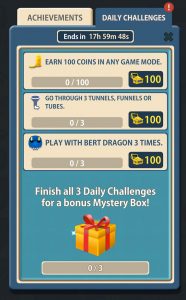Dragon Putt achievements and daily challenges screen