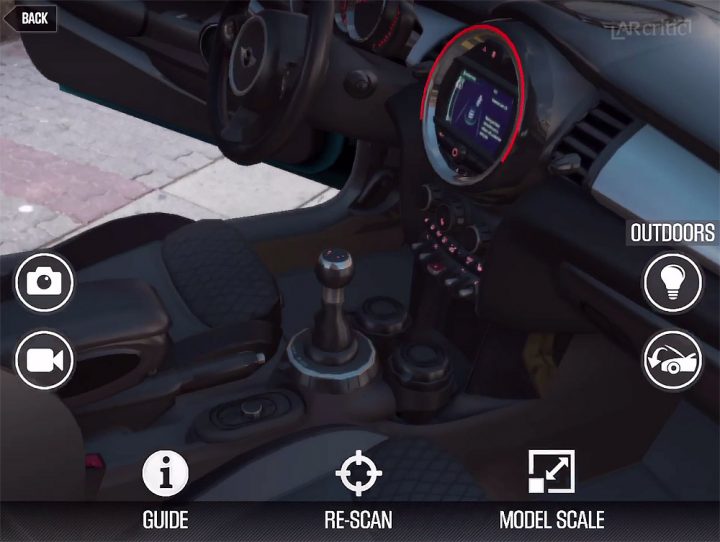 Inside a 3D car in augmented reality