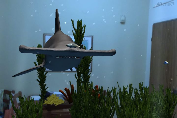Virtual 3D hammer shark in augmented reality