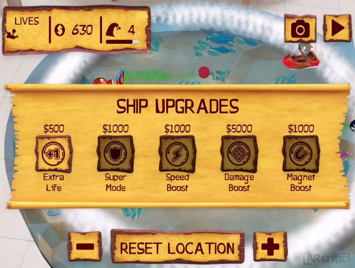 ARtillery Bay ship upgrades screen