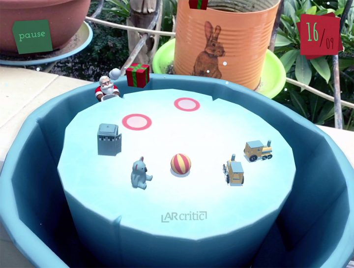 Santa falls out to the pit, Bag It, Santa! AR game screenshot