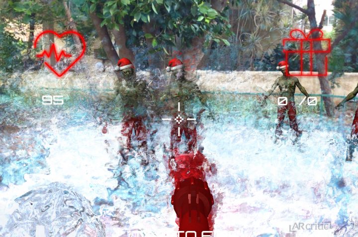 Snow and ice visual effects in Santa vs Zombies AR game
