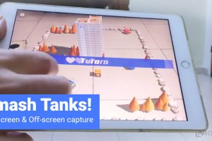 Playing Smash Tanks! with off-screen gameplay video