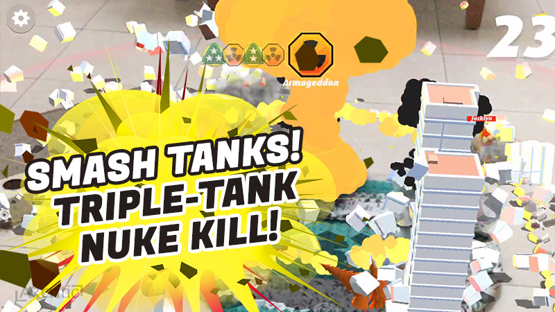 Triple-tank elimination in Smash Tanks game