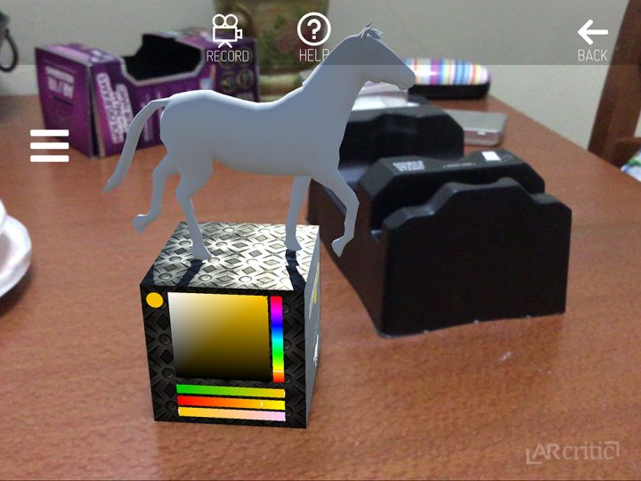 3D horse as it looks through the screen in augmented reality