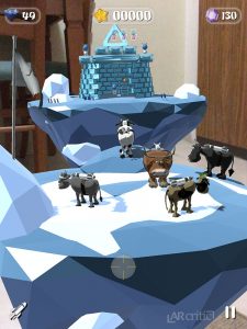 Cows waiting to fly with their rockets on their back