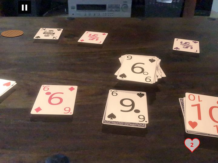Speed card game in AR