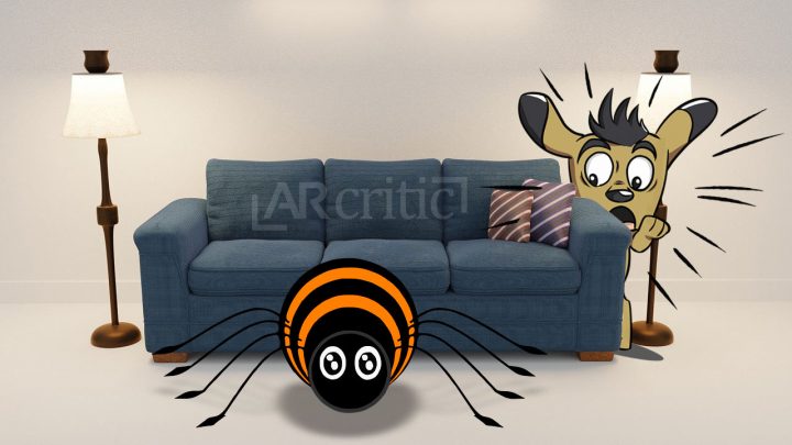 cartoon character scared of spider