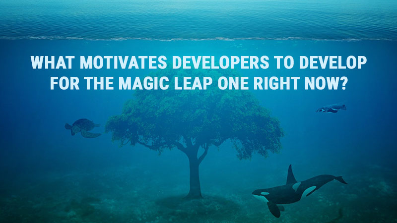 Whale swimming in the water with tree