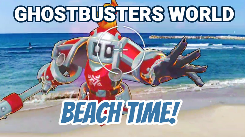 Playing Ghostbusters World at the beach