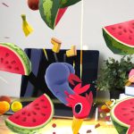 watermelon 3d models in the air in augmented reality