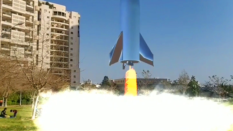 Rocket launch to space in AR