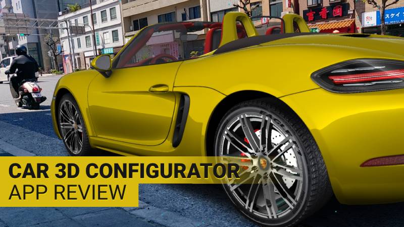 Yellow Porsche 718 Boxter car in augmented reality